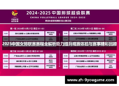 2025中国女排联赛赛程全解析助力提升观赛体验与赛事精彩回顾